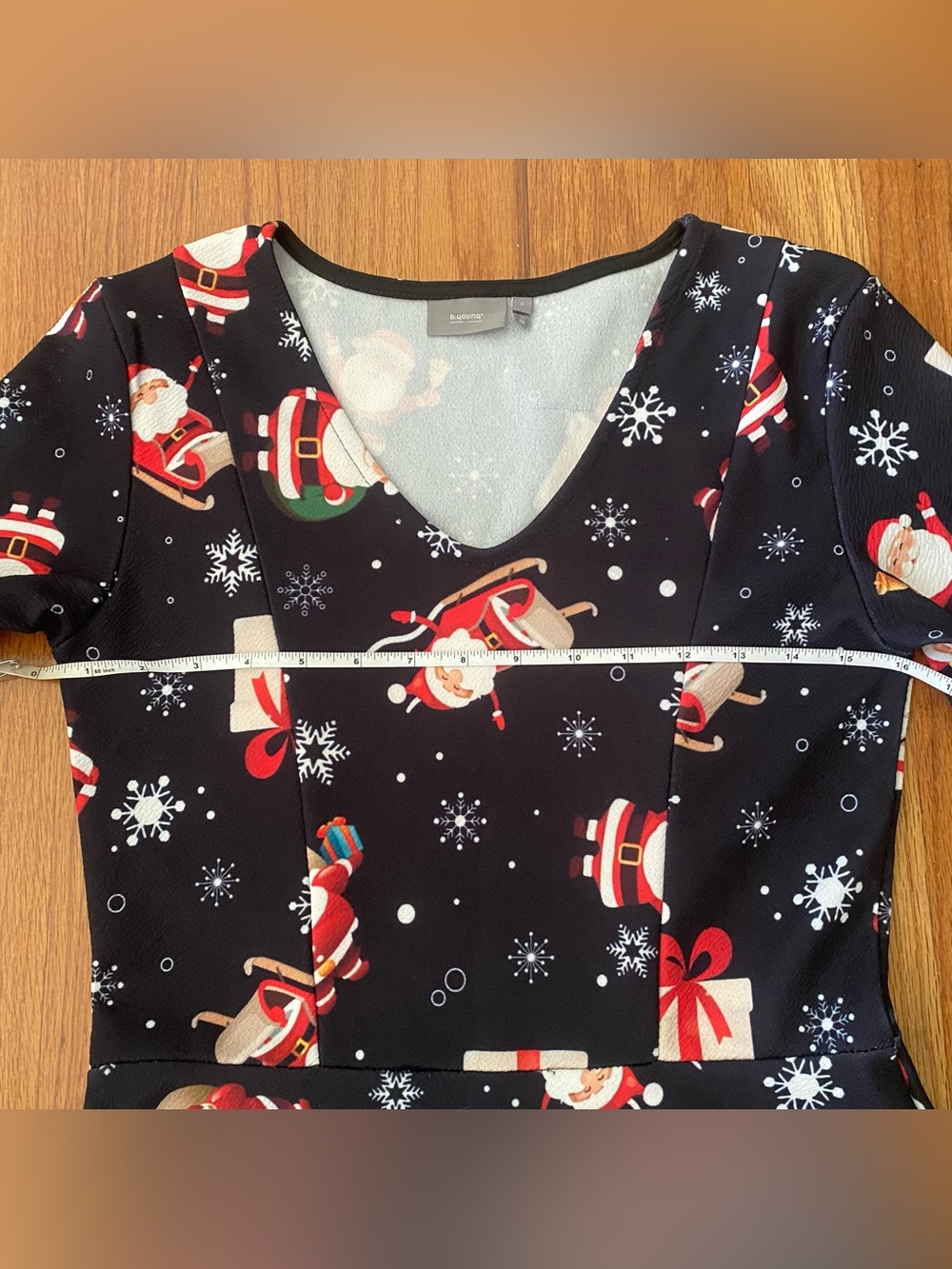 b.Young Holiday Santa Print Fit & Flare Dress - Picture 6 of 8